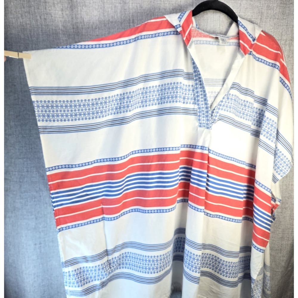 Tommy Bahama Baja Raja Multi Stripe Linen Blend Beach Kaftan Hooded Size S/M